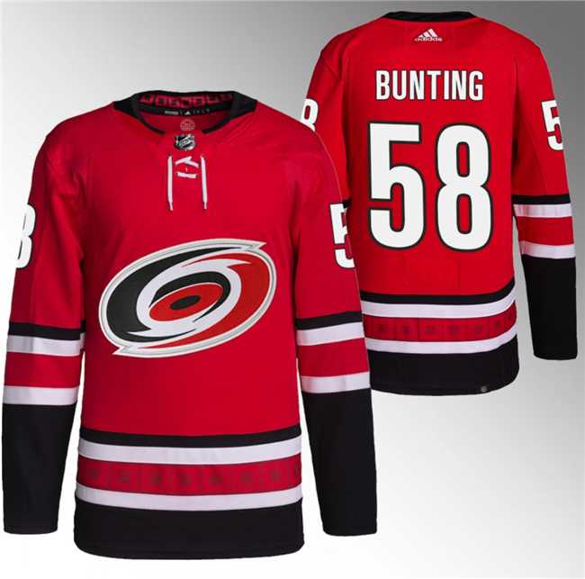 Men%27s Carolina Hurricanes #58 Michael Bunting Red Stitched Jersey